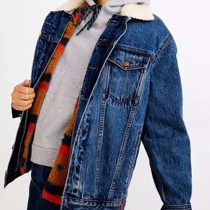 Madewell x Kule • Sherpa-Lined Oversized Demin Jean Jacket w/ Removable Vest